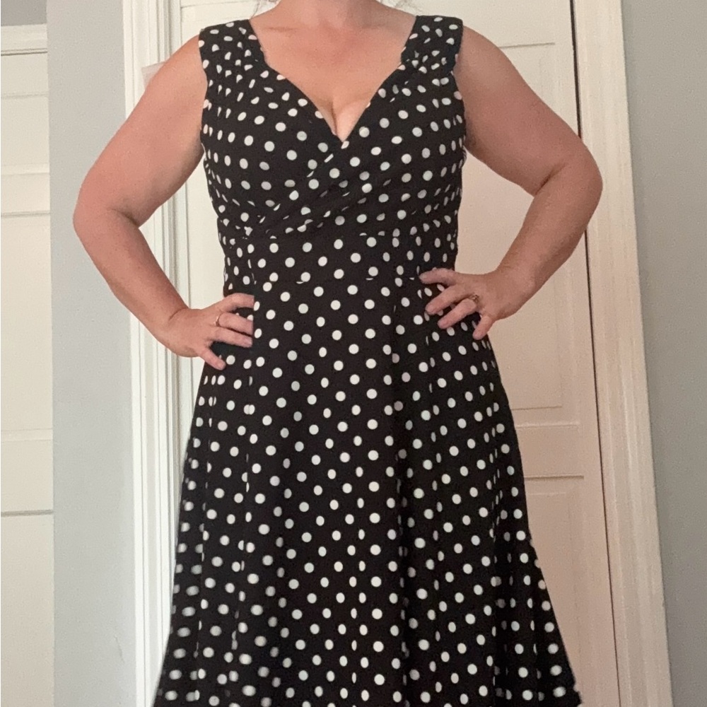 Grace Karin Black and White Polka Dot A-Line Skirt